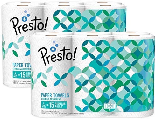 Amazon Brand - Presto! Flex-a-Size Paper Towels, Huge Roll, 12 Count = 30 Regular Rolls image