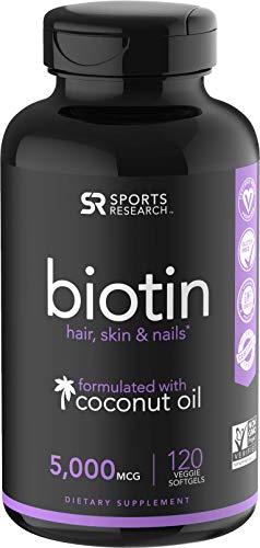 Biotin (5000mcg) Infused with Organic Virgin Coconut Oil - 120 Veggie softgels image