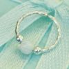Cartilage Earring Hoop - 20G Sterling Silver helix piercing ear ring - white opal cartilage earring, silver cartilage hoop image