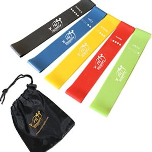 Fit Simplify Resistance Loop Exercise Bands with Instruction Guide, Carry Bag, EBook and Online Workout Videos, Set of 5 image