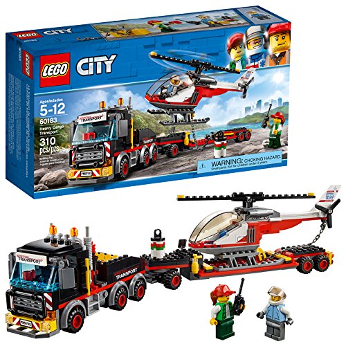 Lego City Heavy Cargo Transport, Toy Helicopter and Construction Minifigures for Creative Play