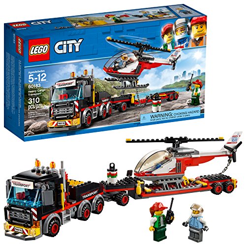 Lego City Heavy Cargo Transport 60183 Toy Truck Building Kit with Trailer, Toy Helicopter and Construction Minifigures for Creative Play (310 Pieces)