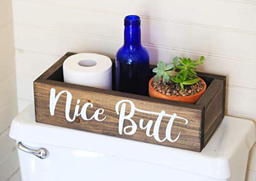 Nice Butt Bathroom Decor Box - Toilet Paper Holder - Farmhouse Rustic! image