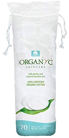 Organyc 100% Organic Cotton Rounds - Biodegradable Cotton, Chemical Free, For Sensitive Skin (70 count) - Daily Cosmetics. Beauty and Personal Care