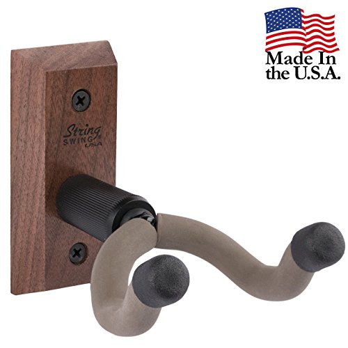 String Swing CC01K-BW Guitar Hanger and Guitar Wall Mount Bracket Holder for Acoustic and Electric Guitars Black Walnut