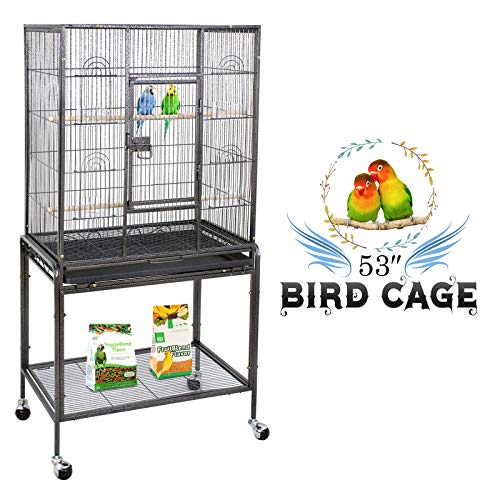 ZENY Bird Cage with Stand Wrought Iron Construction