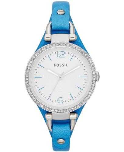Fossil Women’s Georgia Quartz Stainless Steel and Leather Casual Watch