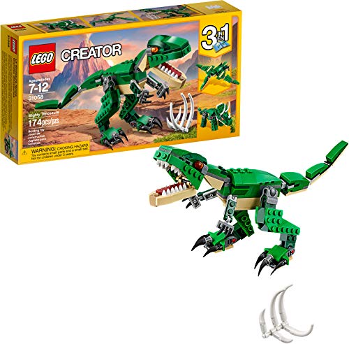 LEGO Creator Mighty Dinosaurs 31058 Build It Yourself Dinosaur Set, Create a Pterodactyl, Triceratop and T Rex Toy (174 Pieces) image