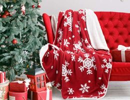 Bedsure Christmas Holiday Sherpa Fleece Blanket