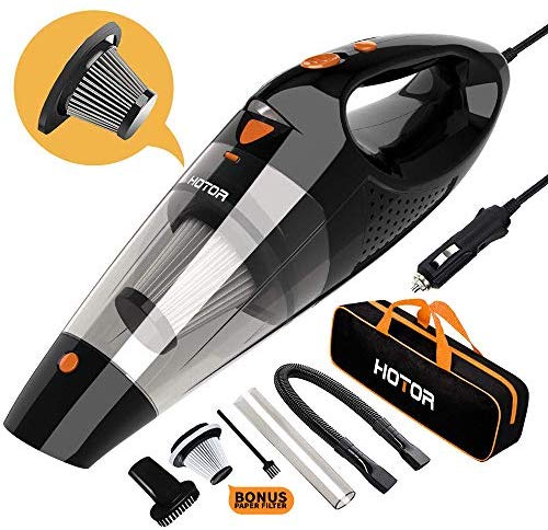 Car Vacuum, HOTOR Corded Car Vacuum Cleaner High Power for Quick Car Cleaning, DC 12V Portable Auto Vacuum Cleaner for Car Use Only - Orange image