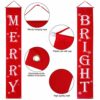 Christmas Banner Decorations Outdoor Indoor Merry Bright Christmas Porch Sign Red Xmas Door Banner for Home Fireplace Wall Decor image