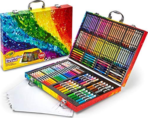 Mambolin Crayola 140 Count Art Set, Rainbow Inspiration Art Case, Portable Art & Coloring Supplies, Gifts for Kids, Age 5, 6, 7, 8