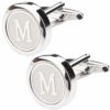 Dannyshi Mens Classic Stainless Steel Initial Cufflinks 26 Alphabet Initial Letter Cufflinks Business Wedding Shirts A-Z image