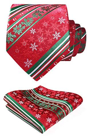 HISDERN Christmas Tie & Pocket Square Set