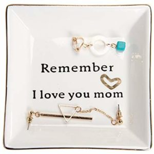 HOME SMILE Ceramic Ring Dish Decorative Trinket Plate -Remember I Love You Mom image
