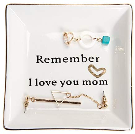 Mambolin HOME SMILE Ceramic Ring Dish Decorative Trinket Plate -Remember I Love You Mom