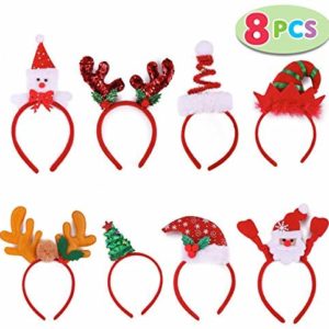 JOYIN Pack of 8 Christmas Headbands with Different Designs for Christmas and Holiday Parties (ONE Size FIT ALLL) image