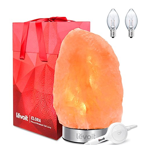 Mambolin Levoit Elora Salt Lamp, Natural Himalayan Pink Salt Rock Lamps, Night Light, Stainless Steel Base, Dimmable Touch Switch, Holiday Gift(ETL Certified, 2 Extra Original Bulbs)