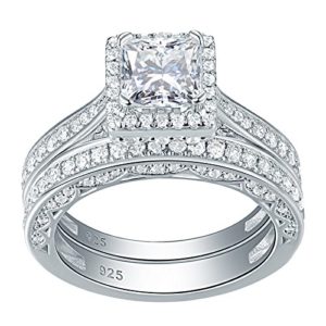 Newshe Engagement Wedding Ring Set for Women 925 Sterling Silver 1.5ct Princess White AAA Cz Sz 5-12 image