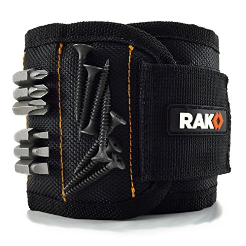 Mambolin RAK Magnetic Wristband with Strong Magnets for Holding Screws, Nails, Drill Bits - Best Unique Christmas Gift for Men, DIY Handyman, Father/Dad, Husband, Boyfriend, Him, Women (Black)