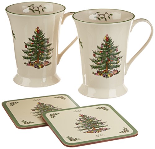 Spode Christmas Tree Mug and Coaster Set, Set of 2 image