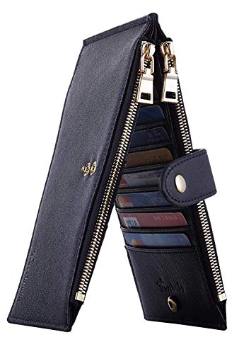 Travelambo Womens Walllet RFID Blocking Bifold Multi Card Case Wallet with Zipper Pocket image