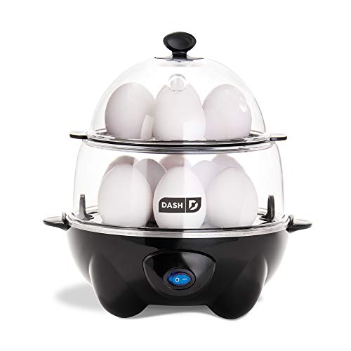 Mambolin Dash DEC012BK Deluxe Rapid Egg Cooker Electric for for Hard Boiled, Poached, Scrambled, Omelets, Steamed Vegetables, Seafood, Dumplings & More 12 Capacity, with Auto Shut Off Feature Black