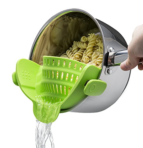 Mambolin Kitchen Gizmo Snap N Strain Strainer, Clip On Silicone Colander, Fits all Pots and Bowls - Lime Green