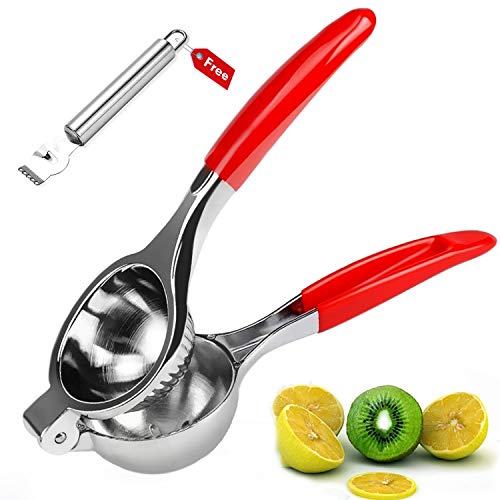 Mambolin Lemon Lime Squeezer - Manual Citrus Press Juicer - Premium Quality Stainless Steel with Silicone Handles with Lemon Peeler