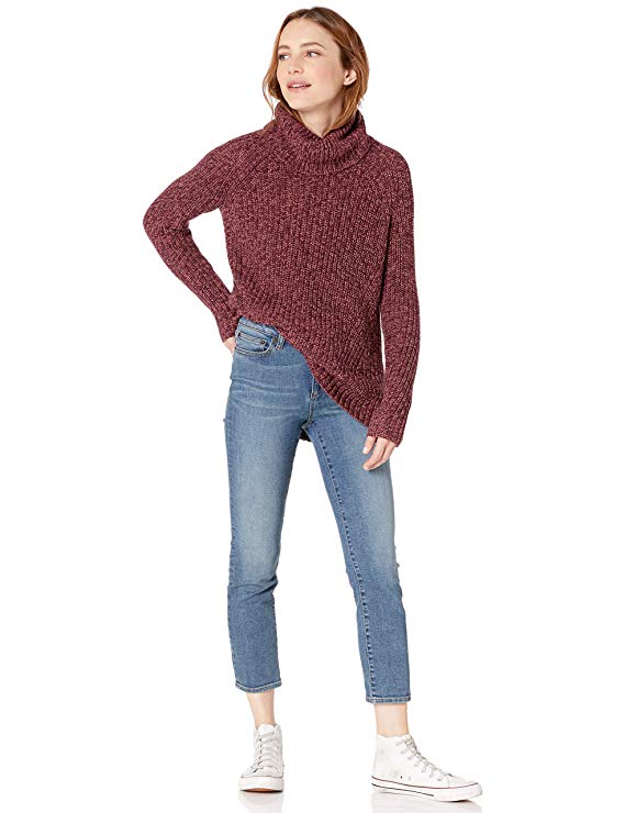 mambolin_Goodthreads Women's Cotton Shaker Stitch Turtleneck Sweater