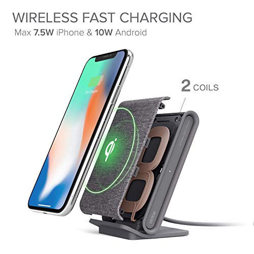 iOttie Ion Wireless Fast Charging Stand || Qi-Certified Charger 7.5W for iPhone Xs Max R 8 Plus 10W for Samsung S9 Note 9 | Includes USB C Cable & AC Adapter | Ash
