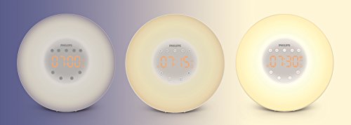 Philips Wake-Up Light Alarm Clock with Sunrise Simulation and Radio, White (HF3505)