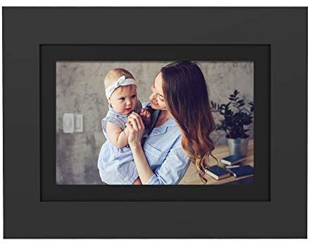 PhotoShare Friends and Family Smart Frame 8" Digital Photo Frame, Send Pics from Phone to Frame, Wi-Fi, 8 GB, Holds Over 5,000 Photos, HD, 1080P, Black/White Mattes, iOS, Android