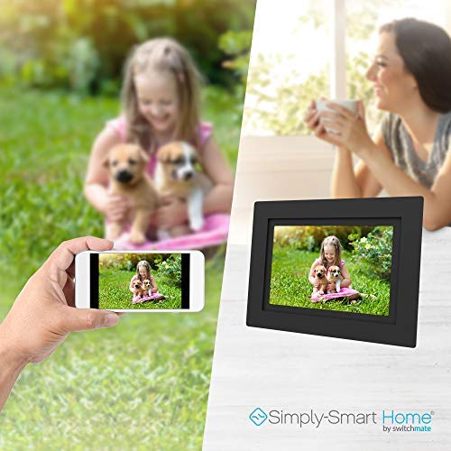 PhotoShare Friends and Family Smart Frame 8" Digital Photo Frame, Send Pics from Phone to Frame, Wi-Fi, 8 GB, Holds Over 5,000 Photos, HD, 1080P, Black/White Mattes, iOS, Android