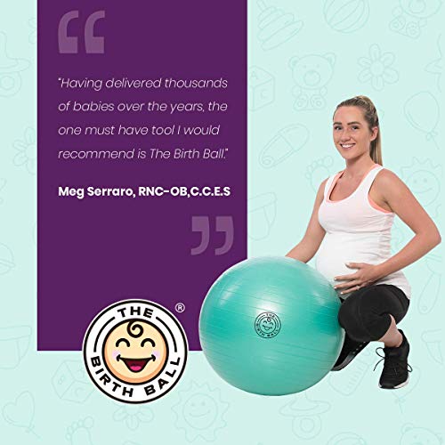 The Birth Ball - Birthing Ball for Pregnancy & Labor - 18 Page Pregnancy Ball Exercises Guide by Trimester - Non Slip Socks - How to Dilate, Induce, Reposition Baby for Mom