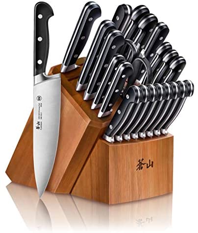 Cangshan V2 Series 1024128 German Steel Forged 23-Piece Knife Block Set, Acacia