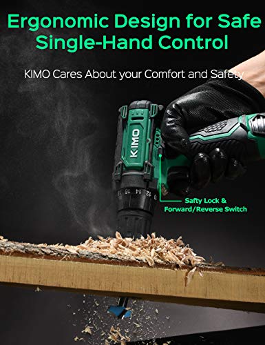 Cordless Drill/Driver Kit, 48pcs Drill Set w/Lithium-Ion Battery Brushes Tape Measure - 12V Max Drill 280 In-lb Torque, 18+1 Metal Clutch, 3/8