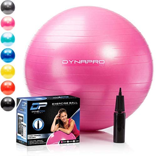 DYNAPRO Exercise Ball – Extra Thick Eco-Friendly & Anti-Burst Material Supports Over 2200lbs – Stability Ball for Home, Gym, Chair, Birthing Ball