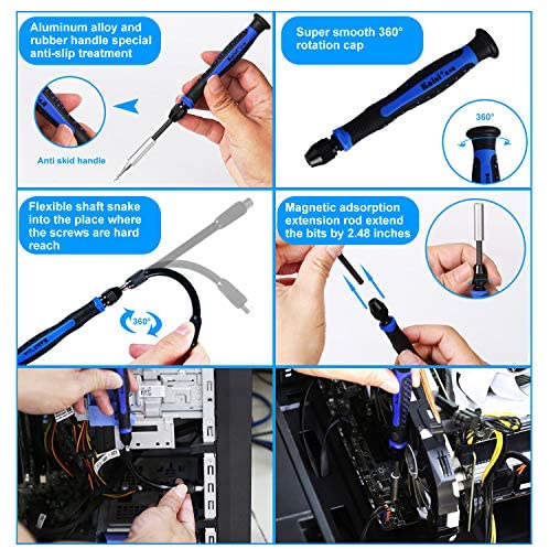 Kaisi 139 in 1 Electronics Repair Tool Kit Professional Precision Screwdriver Set Magnetic Drive Kit with Portable Bag for Repair Cellphone, iPhone, Macbook, Computer, Tablet, iPad, Xbox, Game Console