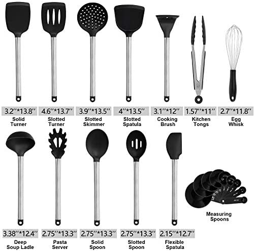 Kitchen Utensil Set, 21 Piece AILUKI Cook Utensil Set Silicone Cooking Utensil Set Stainless Steel Utensils Cookware Set, Great Kitchen Tools for Gift