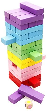 Mambolin Lewo Wooden Stacking Board Games Building Blocks for Kids - 48 Pieces