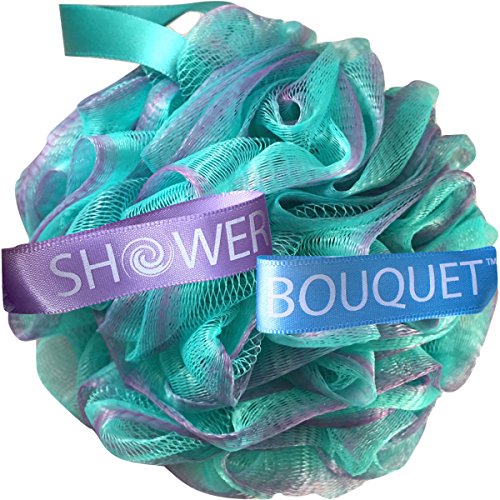 Loofah Bath Sponge Swirl Set XL 75g by Shower Bouquet: Extra Large Mesh Pouf (4 Pack Color Swirls) Luffa Loofa Loufa Puff Scrubber - Big Full Lather Cleanse, Exfoliate with Beauty Bathing Accessories