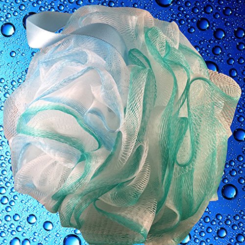 Loofah Bath Sponge Swirl Set XL 75g by Shower Bouquet: Extra Large Mesh Pouf (4 Pack Color Swirls) Luffa Loofa Loufa Puff Scrubber - Big Full Lather Cleanse, Exfoliate with Beauty Bathing Accessories