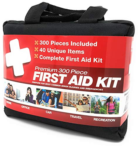 M2 BASICS 300 Piece (40 Unique Items) First Aid Kit | Free First Aid Guide | Emergency Medical Supply | for Home, Office, Outdoors, Car, Survival, Workplace