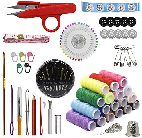 Sewing KIT, XL Sewing Supplies for DIY, Beginners, Adult, Kids, Summer Campers, Travel and Home,Sewing Set with Scissors, Thimble, Thread, Needles, Tape Measure, Carrying Case and Accessories