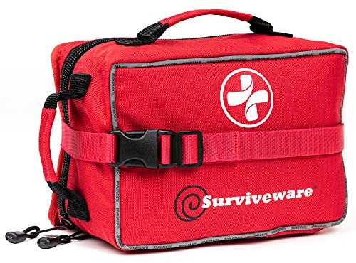 Surviveware Large First Aid Kit & Added Mini Kit for Trucks, Car, Camping and Outdoor Preparedness