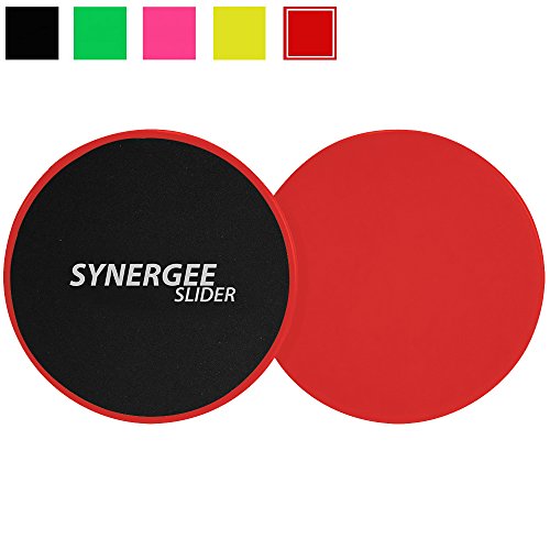 Synergee Core Sliders. Dual Sided Use on Carpet or Hardwood Floors. Abdominal Exercise Equipment