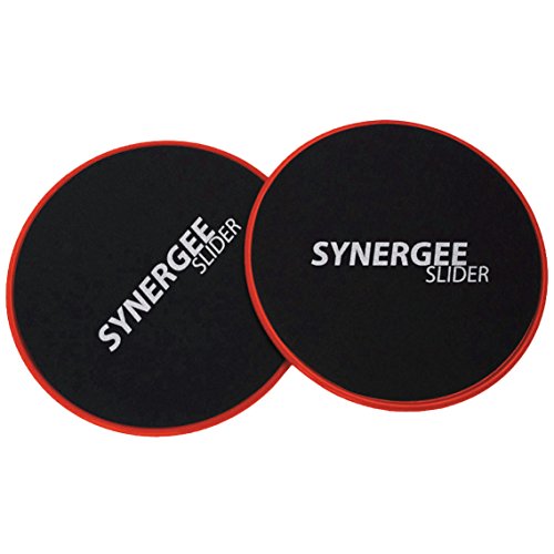 Synergee Core Sliders. Dual Sided Use on Carpet or Hardwood Floors. Abdominal Exercise Equipment